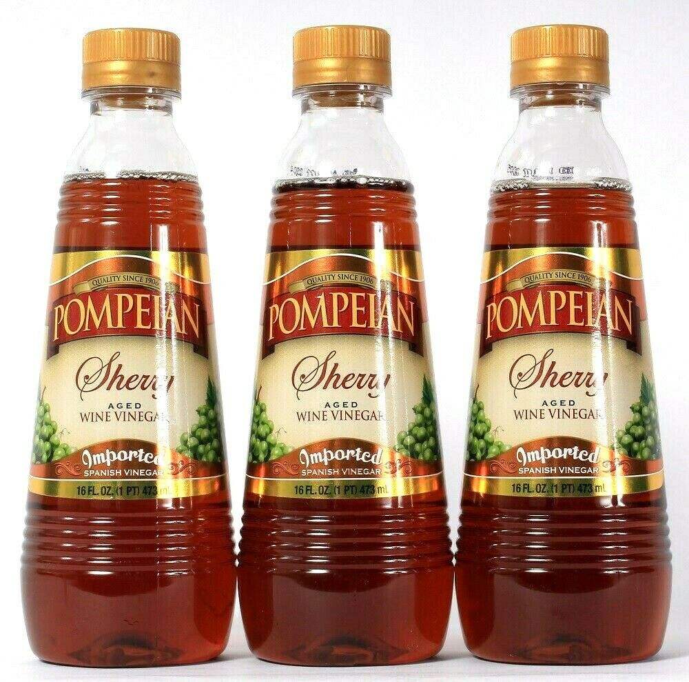 3 Bottles Pompeian 16 Oz Sherry Imported Spanish Aged White Vinegar Bb 1/13/22