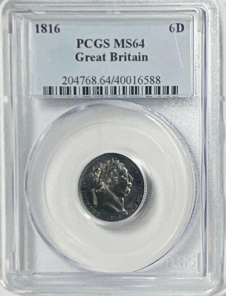 1816 6d Great Britain - Pcgs Ms 64 Coin - Beautiful Toning
