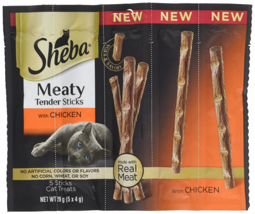 Sheba Meaty Tender Sticks Cat Treats Chicken Flavor, 50 0.14 Oz. Sticks