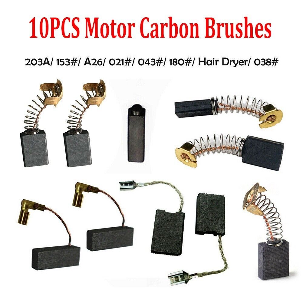 10 X Motor Carbon Brushes 8 Different Sizes For Electric Motor Tool Repair Parts