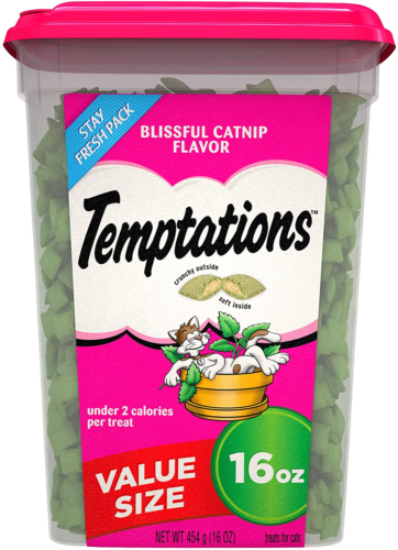 Temptations Classic Crunchy And Soft Cat Treats Blissful Catnip Flavor, 16 Oz.