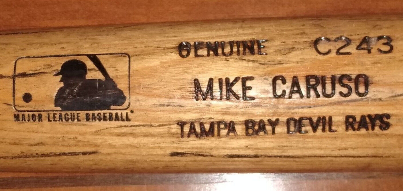 Mike Caruso Devil Rays/ Bulls 2001 Game Used Bat White Sox Royals Uncracked