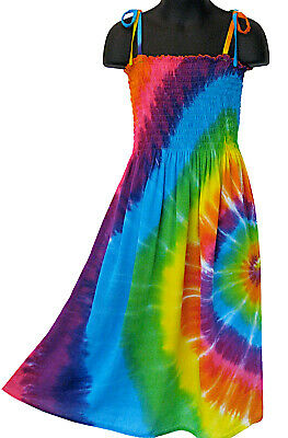 Girls Rainbow Tie Dye Sundress Casual Summer Beach New Girls Sizes 4 6 8 10 12