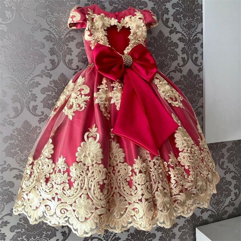 Baby Girl Princess Tutu Dress Birthday Party Flower Wedding Gown 4 5 6 Year