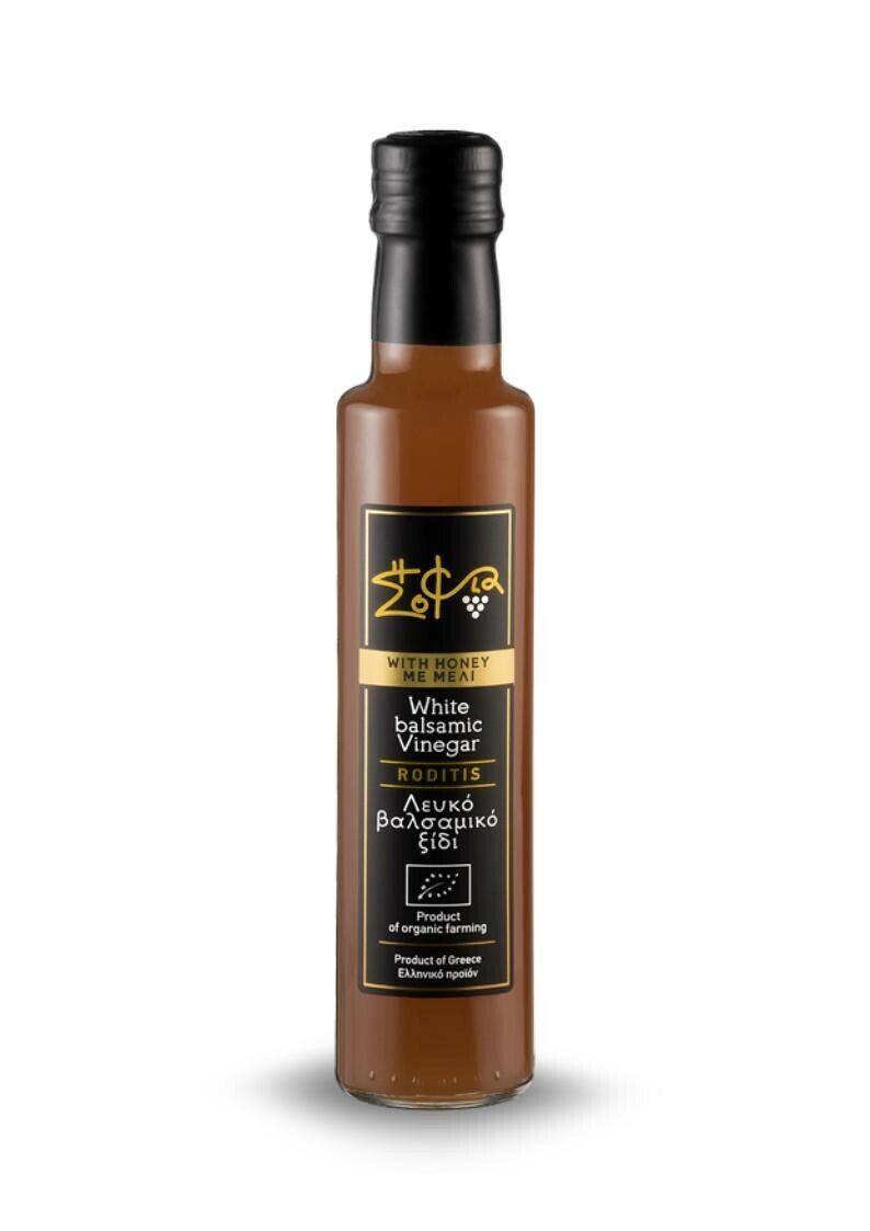 Greek Organic White Balsamic Vinegar With Honey | Greek Premium Food Products