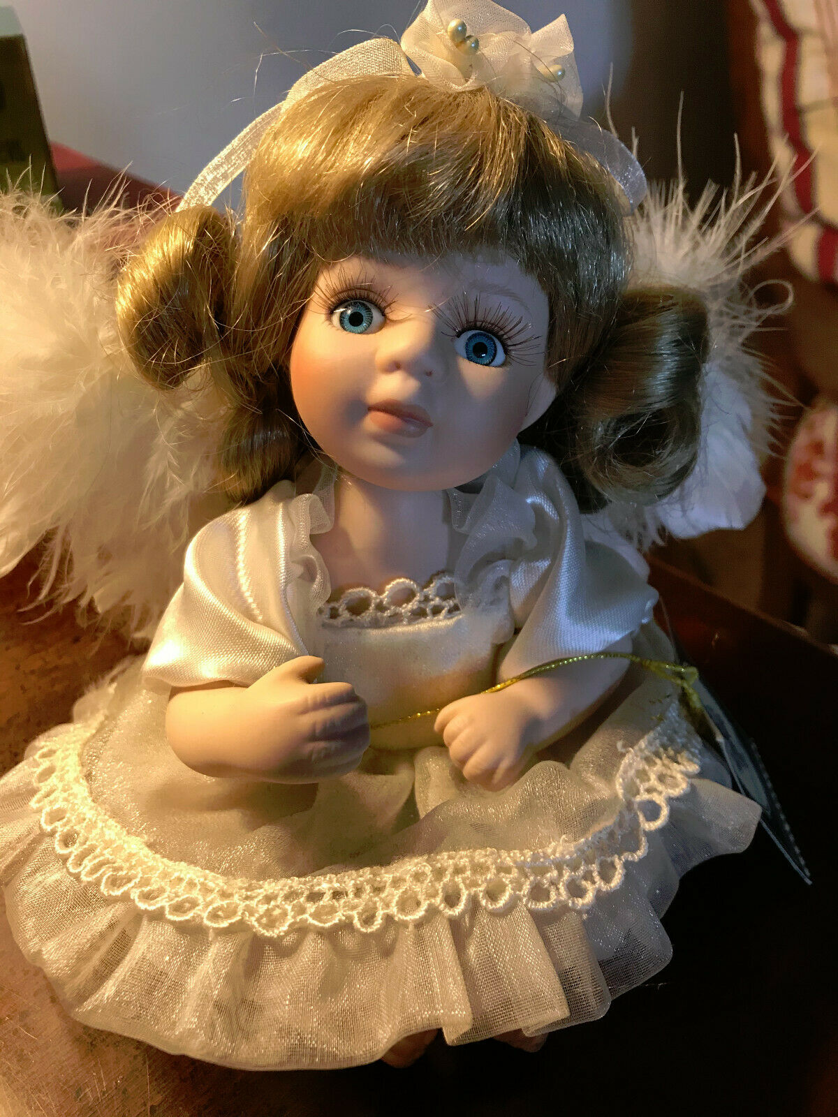 Geppeddo Angel Porcelain Doll With Wings Blonde Hair 08b263 No Box 6 Inches