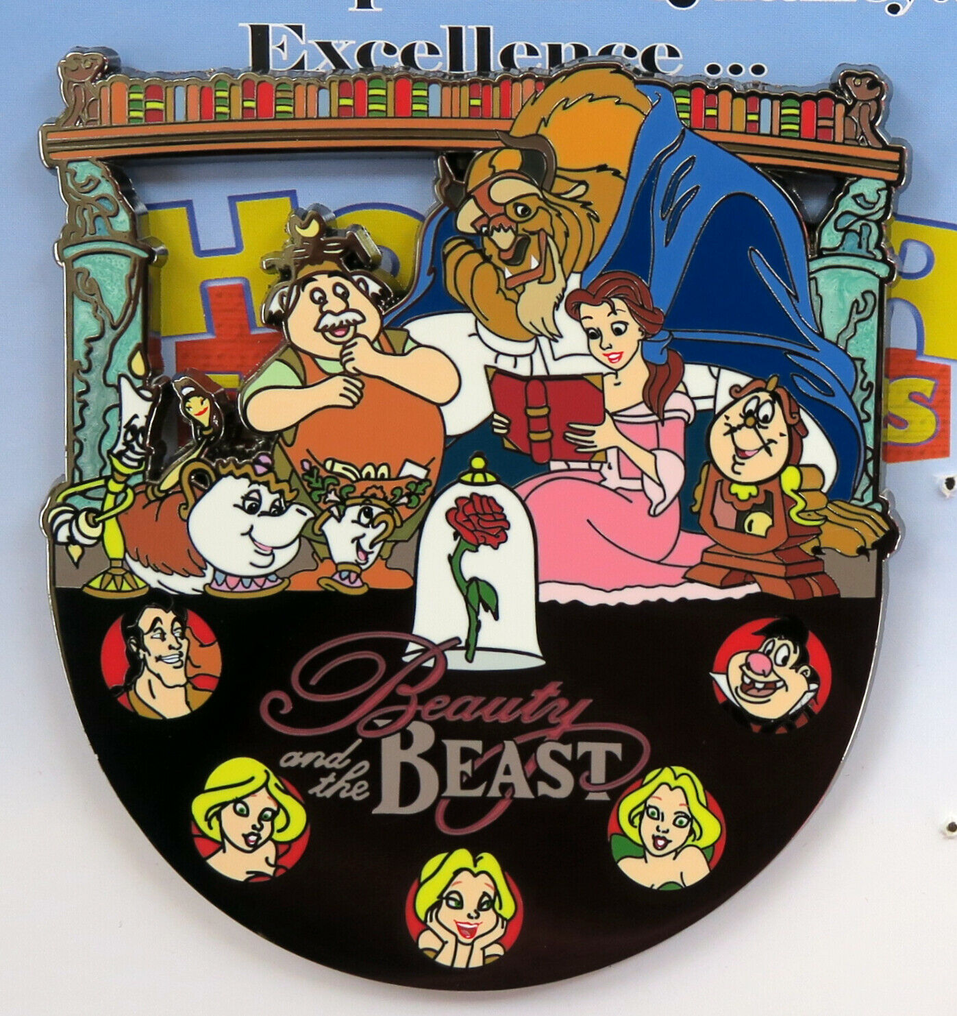 Disney Fantasy Pin Beauty & The Beast Record Breaker Jumbo Le 75 Belle Adam