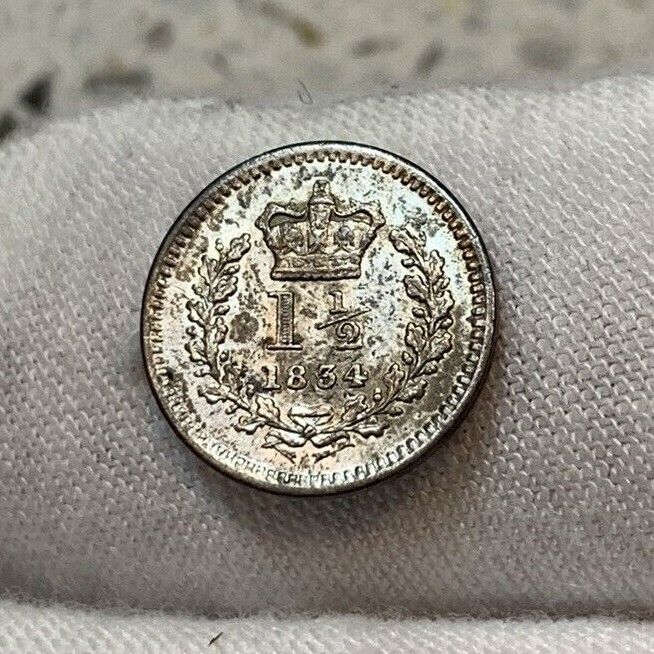1834 Great Britain 1 1/2 Pence Lovely See Pics  Silver - Combined Shipping! B442
