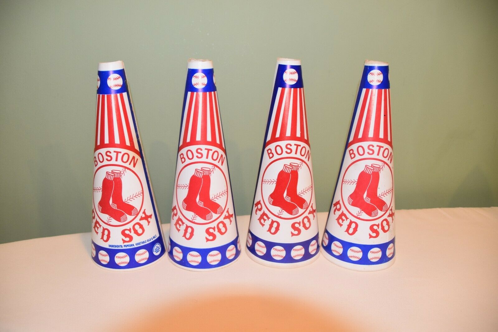 Vintage 1970's Boston Red Sox Popcorn Holders, Megaphones, Bull Horns