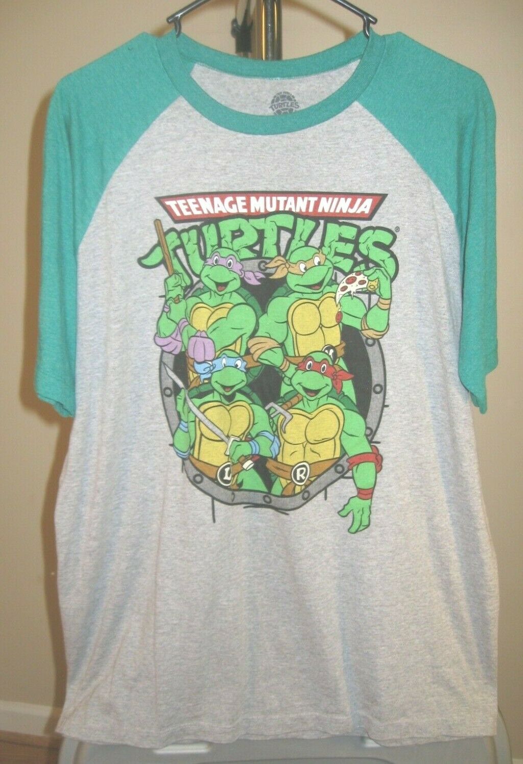 Teenage Mutant Ninja Turtles Classic Gray & Green Tmnt Large T-shirt