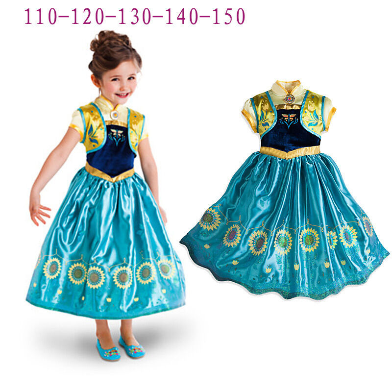 Girls Birthday Party Anna Party Skirt Princess Cosplay Sunflower Dress