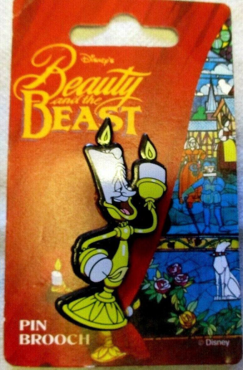 Vtg 1990s Classic Disney Cartoon  Beauty & The Beast Lumiere Candle Pin Dufort
