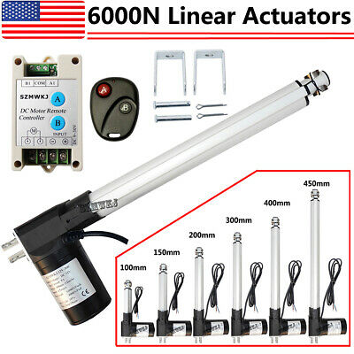 Dc 12v Linear Actuator 1320lbs W/ Remote Controller Electric Motor 6000n Lift Ig