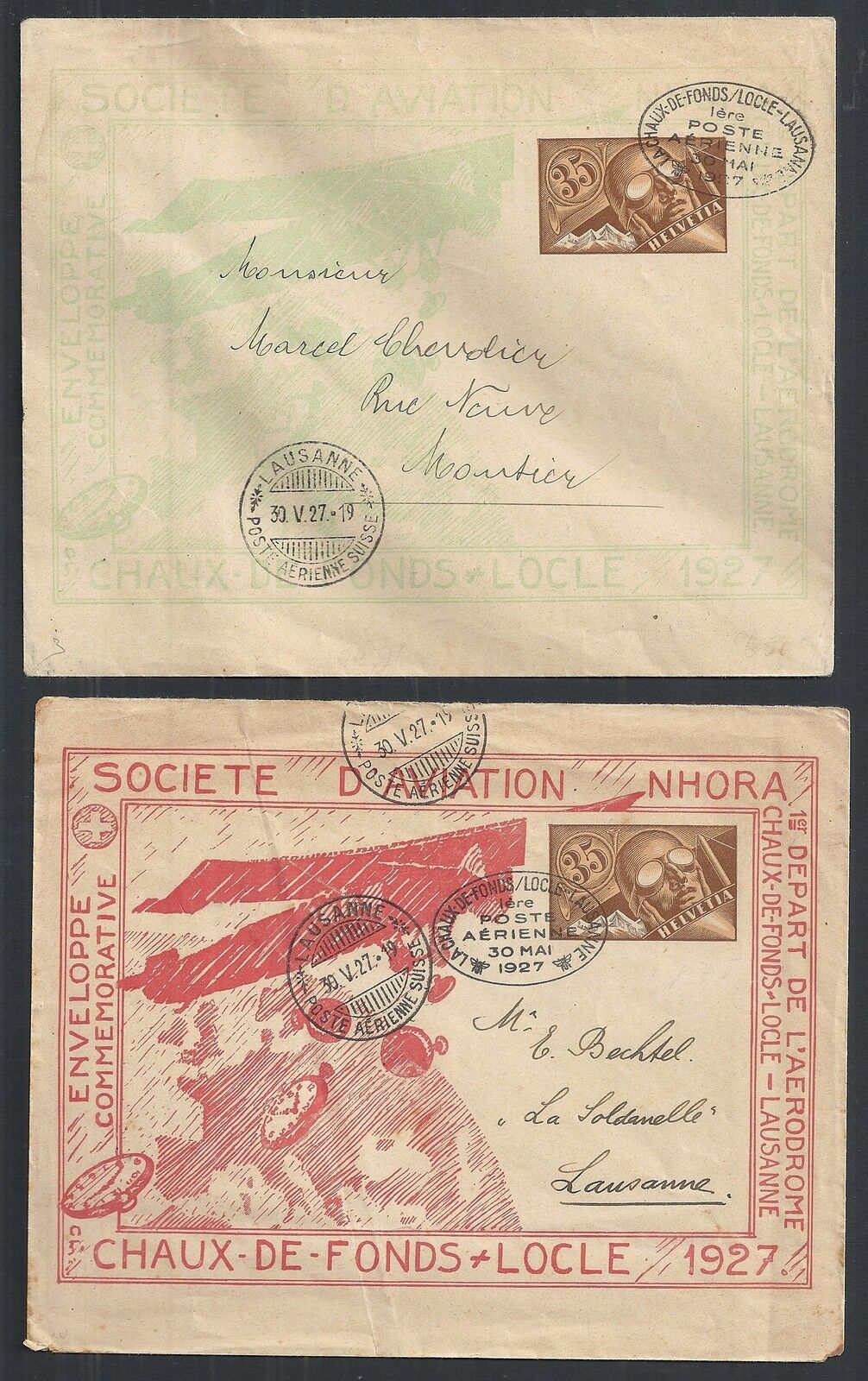 Switzerland Covers 1927 1st Flightcovers Chaux-de-fonds-loccle Special Cancels