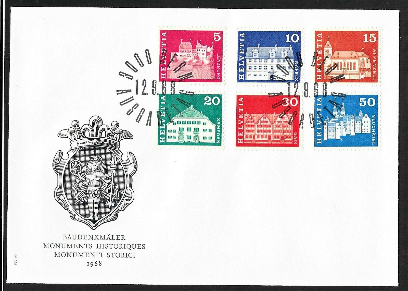 1968 Switzerland Fdc 440-445 Free Shipping U.s.